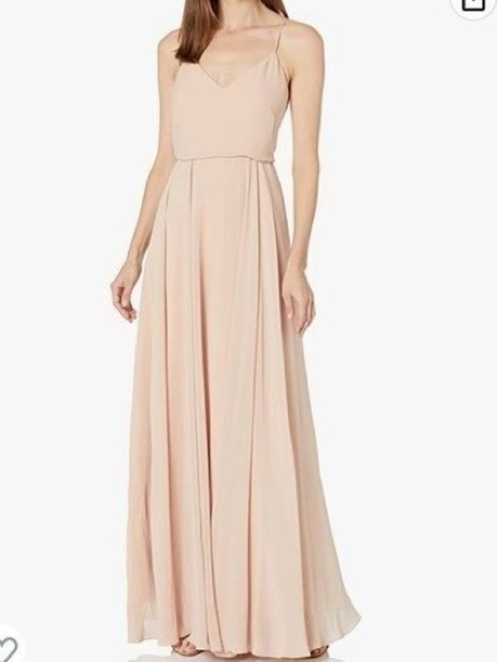 Jenny Yoo Maxi formal beige airy soft VNeck Spaghetti Strap 12 special occasion